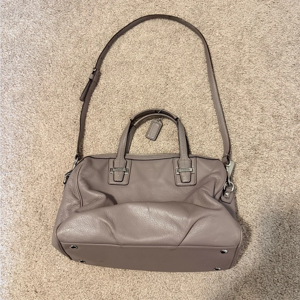 Coach Taylor Leather Satchel in Mushroom Grey